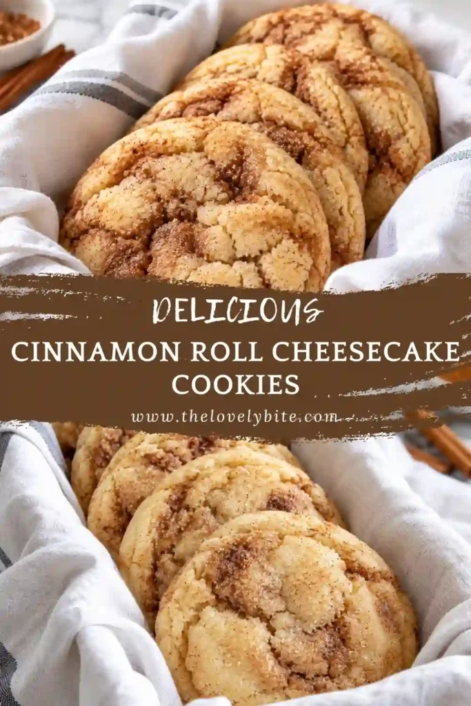 Homemade cheesecake cookies stuffed with sweet vanilla cream cheese and layered with cinnamon sugar flavor. The soft cinnamon cookies have golden edges and a creamy center.