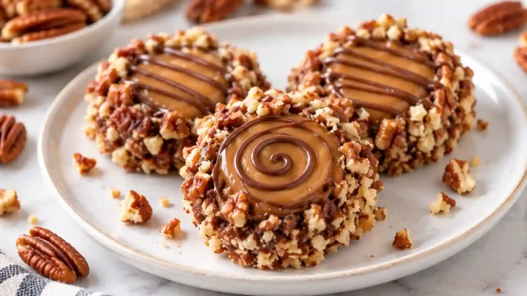 Salted Caramel Turtle Thumbprint Cookies