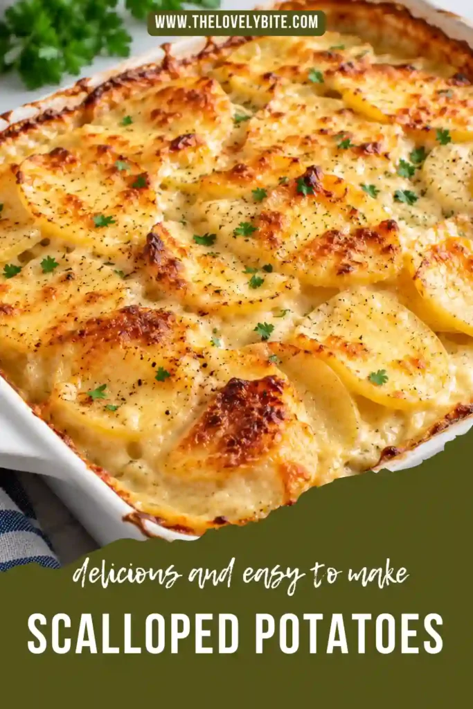 Freshly baked Scalloped Potatoes with soft potato layers and a rich, creamy sauce. This easy scalloped potatoes recipe creates a warm and comforting side dish for family meals.